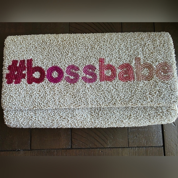 Island To East Side #Bossbabe Pink Ombre Beaded Crossbody/Clutch - Picture 8 of 9